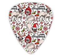 Púas de guitarra Pug Dog Merry Christmas Premium Púas de bajo para guitarra eléctrica y bajo con tres tamaños (paquete de 12)
