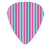 Púas de guitarra Rayas verticales rosadas y azules 12 piezas Púas de ukelele que incluyen 0,46 mm 0,71 mm 0,96 mm