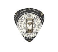 Púas de guitarra, reloj de arena, símbolos de misticismo, púa de guitarra para bajo eléctrico, guitarra acústica, regalo, paquete de 12 unidades con caja