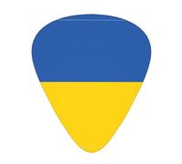 Púas de guitarra resistentes al desgaste de la bandera de Ucrania para guitarra, bajo, guitarra eléctrica, ukelele, finas, medianas, pesadas, 12 púas de guitarra