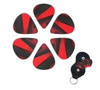 Púas de guitarra rojas y negras, paquete de 6 púas de celuloide de diferentes grosores con soporte para púas de guitarra, púas de guitarra personalizadas para guitarra acústica, guitarra eléctrica,