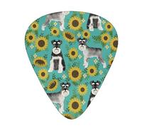 Púas de guitarra, Schnauzer Girasoles Primavera Verano Floral Perro Raza Perro para guitarra acústica, guitarra eléctrica, bajo, ukelele tres tamaños (paquete de 12)