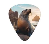 Púas de guitarra Sea Lion on the Rocks, paquete de 12 púas de guitarra resistentes al desgaste para guitarra, bajo, guitarra eléctrica, ukelelele, finas, medianas y pesadas
