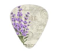 Púas de guitarra, sello retro de lavanda para guitarra acústica, guitarra eléctrica, bajo, ukelele de tres tamaños (paquete de 12)