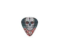 Púas de guitarra Sugar Skull Blue con rosas rojas Púas de bajo premium para guitarra eléctrica y bajo con tres tamaños (paquete de 12)