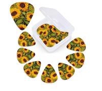 Púas de guitarra Sun Flower, paquete de 12 púas de celuloide de diferentes grosores con caja de almacenamiento de púas de guitarra, púa de guitarra personalizada para púas de guitarra acústica