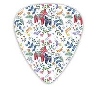 Púas de guitarra Swedish Cute Horse 12 piezas de púas de ukelele, incluidas 0,46 mm 0,71 mm 0,96 mm