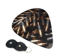Púas de guitarra tipo bala, 6 unidades, púas de celuloide de 0.71 mm de grosor con soporte de púas de cuero, púa de guitarra personalizada para bajo, guitarras eléctricas y acústicas, regalo para