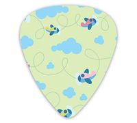 Púas de guitarra Trayectoria de dibujos animados de un avión del cielo 12 piezas Púas de ukelele que incluyen 0,46 mm 0,71 mm 0,96 mm