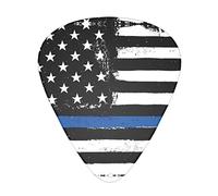 Púas de guitarra únicas de la bandera de Estados Unidos de línea fina azul con impresiones claras y espesores múltiples