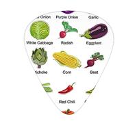 Púas de guitarra Vegetales Introducción Imprimir Paquete de 12 púas de guitarra finas, medianas y pesadas, accesorios de guitarra para bajo, guitarras con caja de almacenamiento