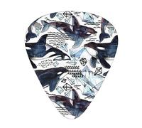 Púas de guitarra, vida submarina de ballena asesina para guitarra acústica, guitarra eléctrica, bajo, ukelele de tres tamaños (paquete de 12)