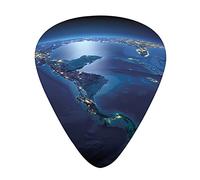 Púas de guitarra World Central America, paquete de 12 púas universales ABS para guitarra, países de Ame Central en la noche CostaNicaragua Océano, para guitarra acústica y eléctrica, azul bosque verde