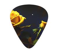 Púas de guitarra Yellow Roses Starry Night en tamaños finos, medianos y gruesos, juego de 12 piezas, adecuadas para guitarra eléctrica y varios instrumentos