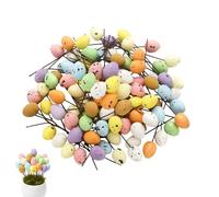 Púas de huevos de Pascua, decoración moteada para tartas, huevos de espuma con tallos, para el hogar, comedor, lugar de trabajo, fiesta, celebración, florero, guirnalda