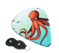 Púas gigantes de pulpo para guitarra, paquete de 6 con soporte de cuero para púas de guitarra, llavero, bolsa de llavero de púa, púa de arte abstracto para guitarra eléctrica acústica, ukelele, 0.71