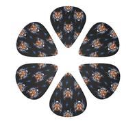 Púas para guitarra de moda (paquete de 6), diseño de rayo y tigre en negro, con 0,46 mm, 0,71 mm y 0,96 mm, para guitarra acústica, eléctrica, bajo y mandolina.