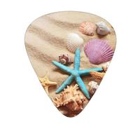 Púas para ukelele, guitarristas, muestras de 12 piezas, para guitarra acústica, bajo y guitarra eléctrica, impresión de conchas en la playa