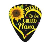Púas para ukelele, guitarristas, muestras de 12 piezas, para guitarras acústicas, bajas y eléctricas, estampado de girasol Blessed to Be Called Nana