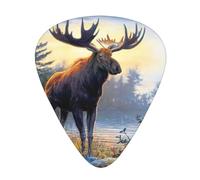 Púas para ukelele, guitarristas, muestras de 12 piezas, para guitarras acústicas, bajos y eléctricas, estampado animal de alce del norte