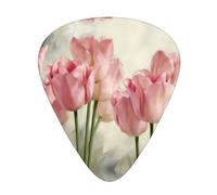 Púas para ukelele, guitarristas, muestras de 12 piezas, para guitarras acústicas, bajos y eléctricas, estampado de tulipanes rosas