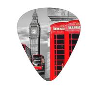 Púas para ukelele, guitarristas, muestras de 12 piezas, para guitarras acústicas, bajos y eléctricas, impresión de teléfono retro de Londres