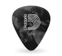 Púas Planet Waves de celuloide negro perlado para guitarra, paquete de 25, calibre pesado.