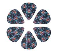 Púas Premium 351 Shape (paquete de 6), diseño de rayo y tigre negro, para guitarra eléctrica, bajo y acústica, calidad profesional, 0,46-0,96 mm