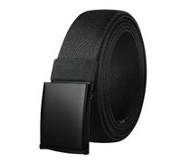 Puasny Cinturón de nailon para hombre, talla grande (100-180 cm), cintura elástica para tallas grandes y altas, color negro, azul y gris.,Negro,170
