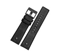 Puasny Correa de cuero para reloj de hombre con detalles de remaches: correa de repuesto para relojes de 24 mm, 26 mm y 28 mm.,Remache negro negro,28 mm