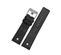 Puasny Correa de cuero para reloj de hombre con detalles de remaches: correa de repuesto para relojes de 24 mm, 26 mm y 28 mm.,Remache negro plateado,30 mm