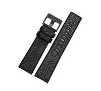 Puasny Correa de cuero para reloj de hombre con detalles de remaches: correa de repuesto para relojes de 24 mm, 26 mm y 28 mm.,Hebilla negra-negra,28 mm