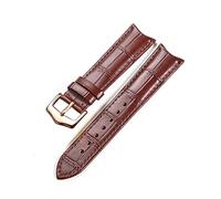 Puasny Correa de reloj de cuero con extremo curvo: diseño retro con ajuste perfecto para relojes de 19 mm, 20 mm, 21 mm y 22 mm.,Marrón-oro rosa,22 mm