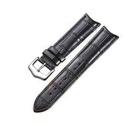 Puasny Correa de reloj de cuero con extremo curvo: diseño retro con ajuste perfecto para relojes de 19 mm, 20 mm, 21 mm y 22 mm.,Hebilla negra y plateada,20 mm