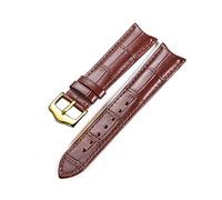 Puasny Correa de reloj de cuero con extremo curvo: diseño retro con ajuste perfecto para relojes de 19 mm, 20 mm, 21 mm y 22 mm.,Hebilla marrón-dorada,20 mm