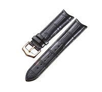 Puasny Correa de reloj de cuero con extremo curvo: diseño retro con ajuste perfecto para relojes de 19 mm, 20 mm, 21 mm y 22 mm.,Negro-oro rosa,19 mm
