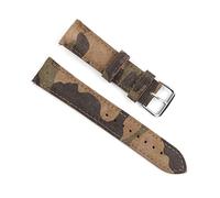 Puasny Correa de reloj de gamuza hecha a mano para hombre con estampado de camuflaje militar - Correa deportiva de repuesto en 18 mm, 20 mm y 22 mm,Camuflaje marrón,18 mm
