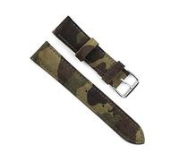 Puasny Correa de reloj de gamuza hecha a mano para hombre con estampado de camuflaje militar - Correa deportiva de repuesto en 18 mm, 20 mm y 22 mm,Verde camuflaje,22 mm