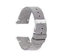 Puasny Correa de reloj de gamuza hecha a mano para hombre: correa de repuesto de cuero suave vintage en 18 mm, 20 mm, 22 mm y 24 mm.,Gris con blanco,22 mm