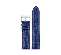 Puasny Correa de reloj de piel con estampado de cocodrilo para hombre con cierre de mariposa - Correa texturizada en 18 mm, 20 mm y 22 mm,Pin de plata azul,20 mm