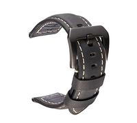 Puasny Correa de reloj deportiva de cuero hecha a mano con hebilla de acero: correa duradera para uso activo en 20 mm, 22 mm, 24 mm y 26 mm.,Negro-B,22 mm