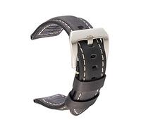 Puasny Correa de reloj deportiva de cuero hecha a mano con hebilla de acero: correa duradera para uso activo en 20 mm, 22 mm, 24 mm y 26 mm.,Negro-S,22 mm