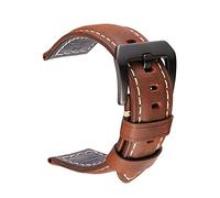 Puasny Correa de reloj deportiva de cuero hecha a mano con hebilla de acero: correa duradera para uso activo en 20 mm, 22 mm, 24 mm y 26 mm.,Marrón oscuro-B,20 mm
