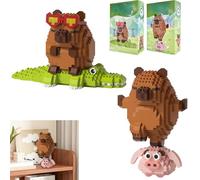 Puasok 2 Bloques de Construcción de Carpincho, Set de Minibloques de Construcción de Carpincho con Instrucciones, Diseño de Carpincho para Construir tú Mismo, Regalos para Niños y Adultos