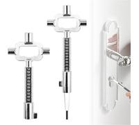 Puasok 2 Piezas de Llaves Universales para la Construcción, Llave Universal de Aleación de Zinc, Llave Universal de Construcción, para Ventanas y Puertas (Plata)