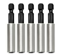 Puasok 5 Piezas Portapuntas Magnético 1/4" (60 mm), Soporte para Puntas Atornillador Imantadas en Acero Inoxidable, Extensión de Cambio Rápido para Taladro y Destornillador