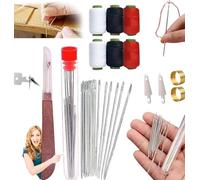 Puasok Juego De Herramientas De Costura De 37 Piezas,agujas de coser a mano, set de costura para manualidades DIY con agujas, hilo, enhebrador, descosedor y dedal (37 PCS)