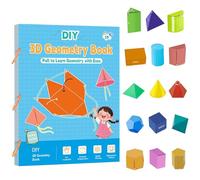 Puasok Libro de Geometría 3D con Video Instrucciones, Pull String Geometry Book, Modelos Geométricos con 15 Formas, Aprende Fórmulas de Volumen y Superficie, Juguete Educativo Matemáticas para Niños