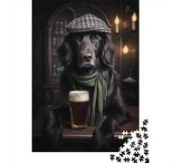 Pub Perro Detective Puzzle de 1000 Piezas Papel Puzzle para Adultos Escena Nocturna Relajante Concentración Hogar Regalo 38x26cm/1000pcs