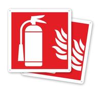 Pubblimania 2 Carteles de extintor contra incendios | en aluminio compuesto 3 mm exterior-interior (Extintor, 2 Unidades)